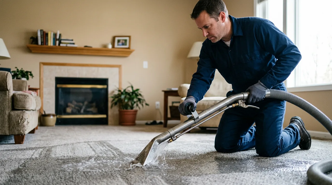 Water damage restoration technician working near Benton Ridge, OH